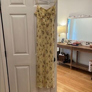 Abercrombie & Fitch Yellow Spaghetti Strap Slip Maxi Dress